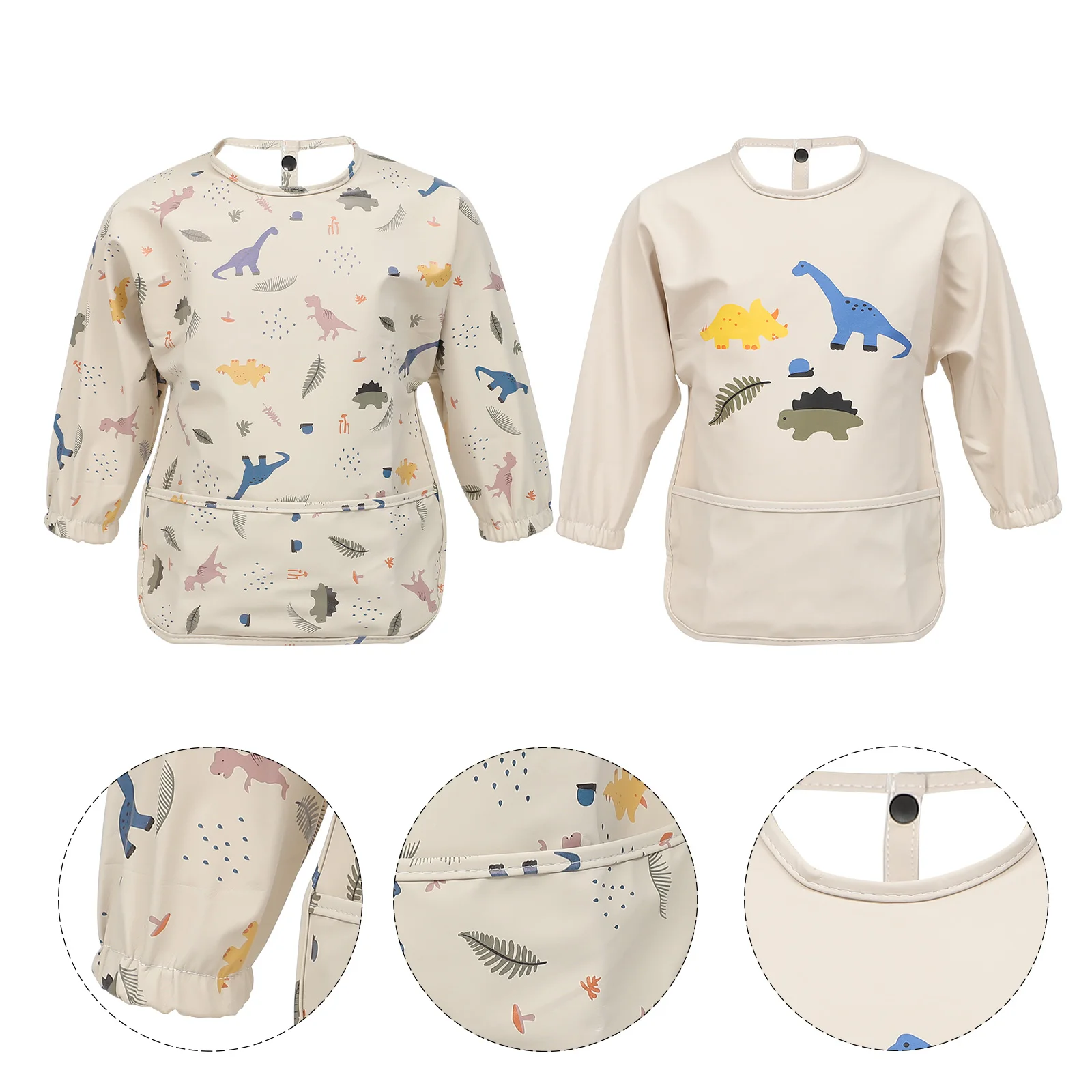 

2Pcs Baby Meal Apron Bib Long Sleeve Waterproof Meal Apron for Girls Boys