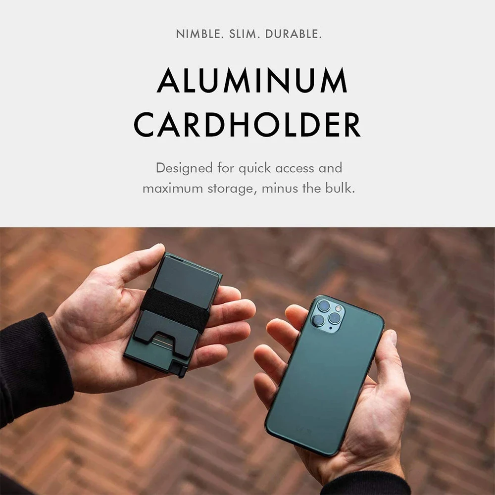 Aluminum Cardholder Slim Minimalist Wallet Expandable Backplate RFID Blocking Layer ID Card Credit Card Cases Thin Card Holder