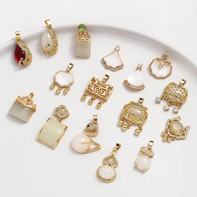 

Gold-Coated Gourd Safe Lock Fu Brand Pendant diy Handmade Bracelet Necklace Jewelry Material Accessories Beaded Loose Beads