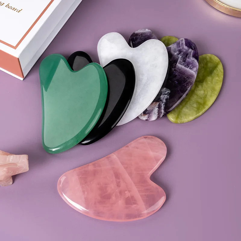 

Натуральный камень нефритовый гуашь скребок для лица Gua Sha доска для лица тонкий лифтинг для удаления морщин красота уход за кожей Очищающий...