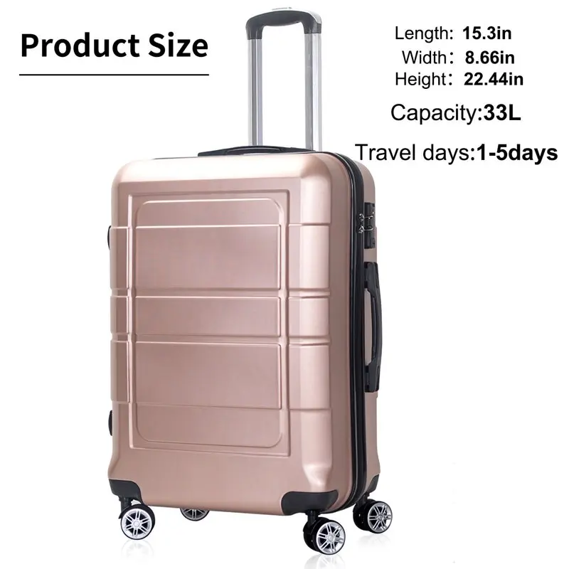20 Inch Carry On Luggage, TSA Lock, Travel Suitcase with Spinner Wheel, Gold