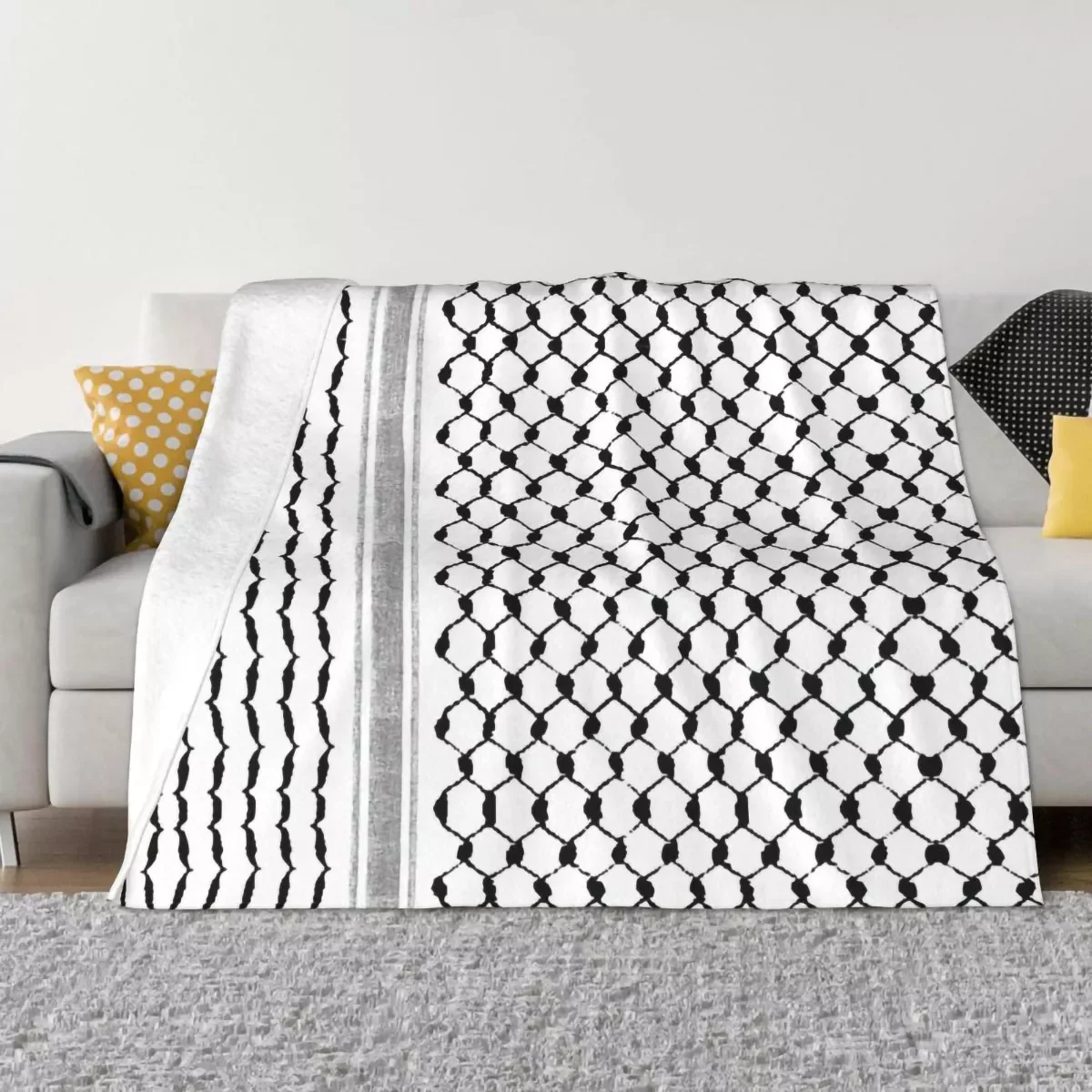 

NEW2023 Palestinian Hatta Kufiya Folk Fleece Throw Blanket Palestine Keffiyeh Design Blankets for Sofa Outdoor Ultra-Soft Plush