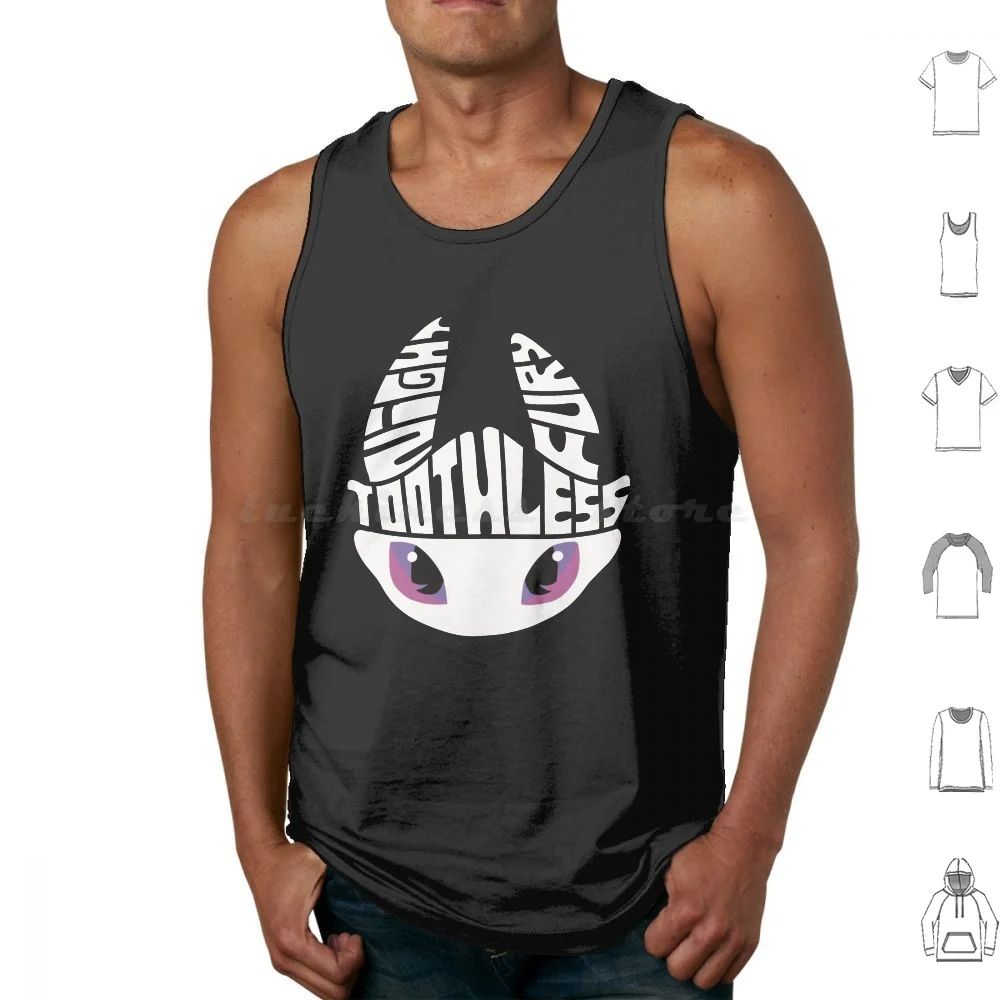 

White Toothless Dragon With Pirate Hat Skin In Hand Lettering Typography Tank Tops Print Cotton Dragon Cute Night