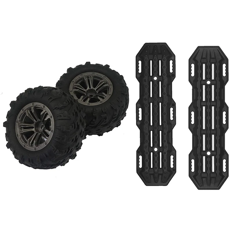 

2Pcs Plastic Sand Ladder Recovery Ramps Board For 1:10 Axial SCX10 Tamiya CC01 TRX-4 D90 & 1Set Car Rubber Wheel Tire