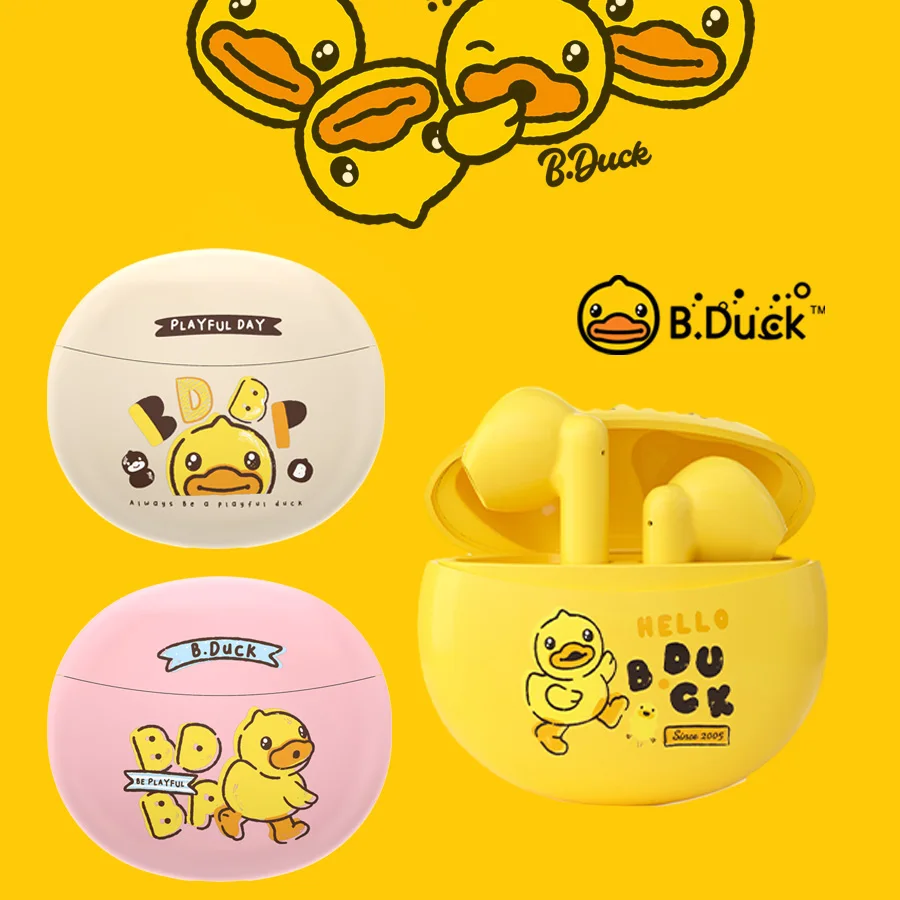 

B.DUCK Bluetooth5.3 Earphones HiFi Sound Wireless Headphones Earclip Waterproof Open Ear Headset Earring Little Yellow Duck Chil