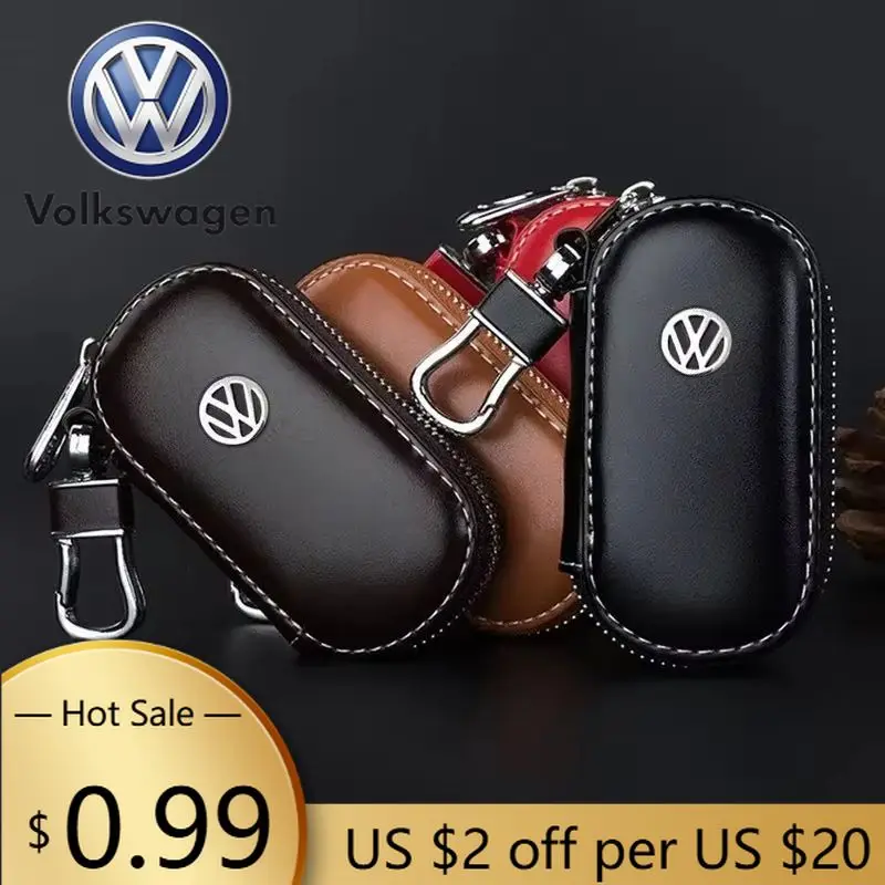 Фото Кожаный чехол-ключница для автомобилей Volkswagen (VW) – для Volkswagen Sharan, Golf, Passat, Jetta, Touareg, Tiguan, Sagitar, Lavida, Scirocco №1
