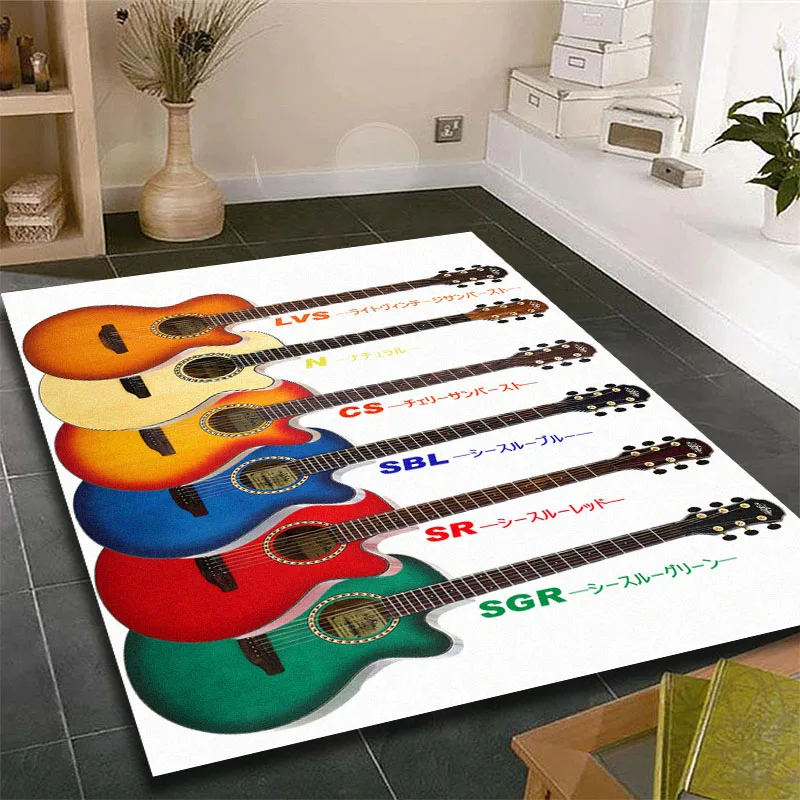 

Music Guitar Print Rug Music Lovers Guitar Lovers Various Colors Contemporary Style Rug Non-slip Suitable for Modern Living Room