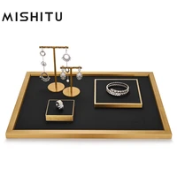 mishitu metalpu leather jewelry display rack for necklaces bracelets rings earrings tray for jewelry customizable