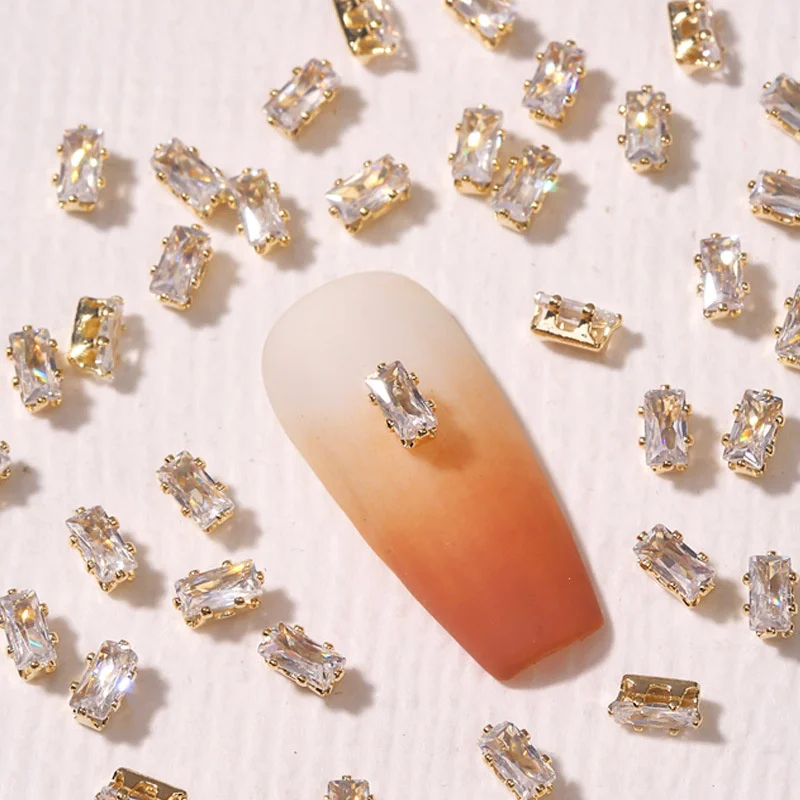 

50pcs 3D Flash Claw Diamond Nail Decoration Silver/Gold Water Drop Horse Eye Zircon Nail Charm Shing Square Rhinestone For Nails