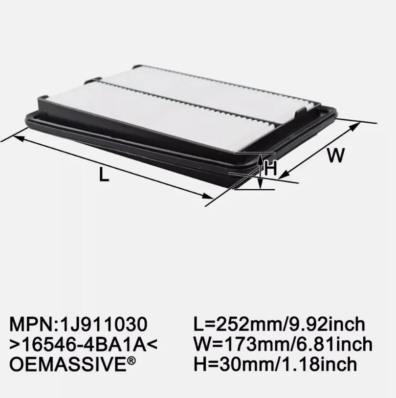 Воздушный фильтр двигателя 16546-4BA1A для Renault Kadjar Koleos II Samsung QM6 2013-2020 Nissan Qashqai J11 X-Trail Rogue