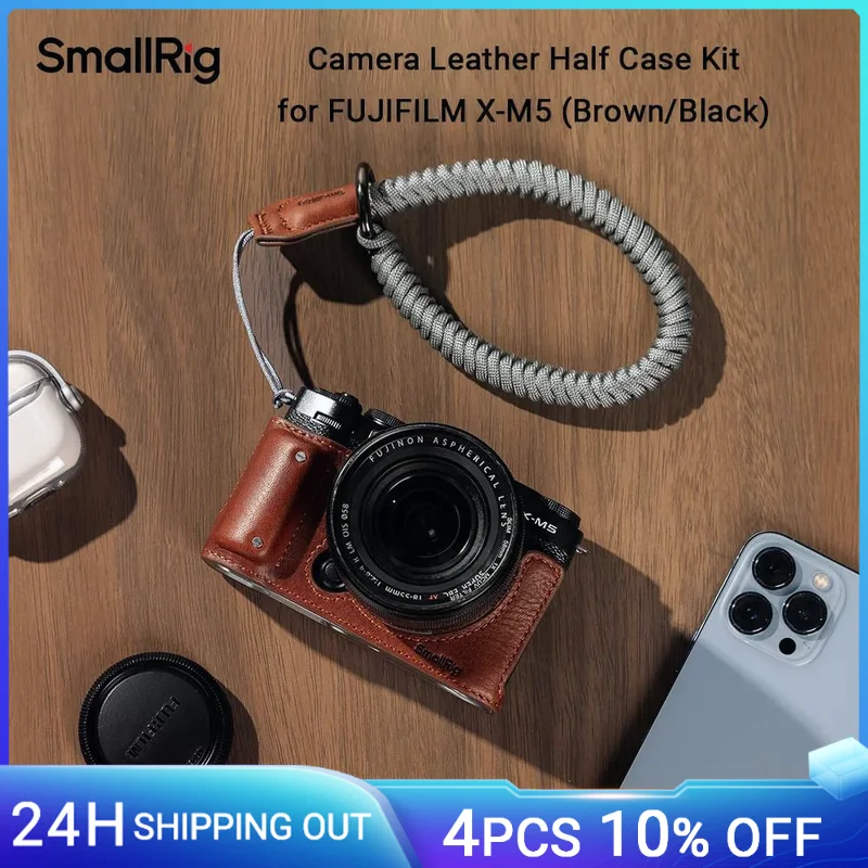 Комплект кожаного получехла для камеры SmallRig FUJIFILM X-M5 с ремешком на запястье в