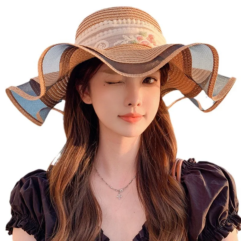 Новая солнцезащитная шляпа с цветочным сердечником женская соломенная от солнца