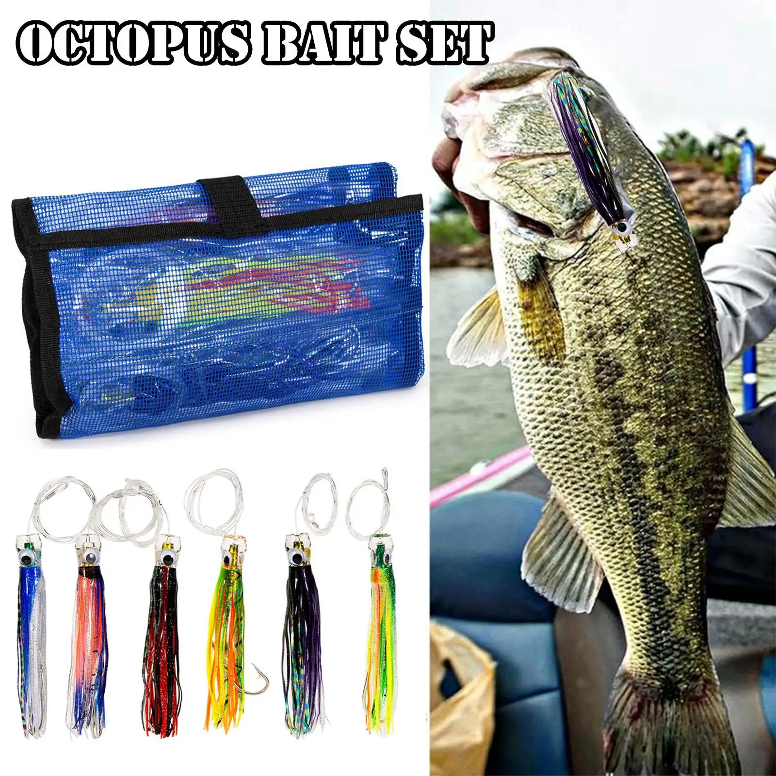 

6Pcs Deep-sea Seawater Fishing lure Copper Head Octopus Squid Skirt Bait Big Game Fishing Marlin Tuna Trolling Leurre Lures Hot