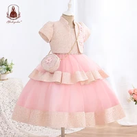 yoliyolei 3pcsset bag baby dresses for girls christmas toddler kids elegant princess jacquard gown children party dresses
