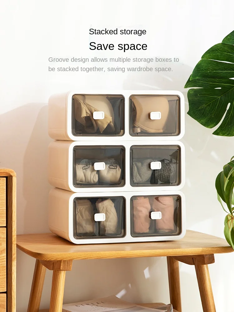 

Underwear Underwear Storage Box Socks Storage Drawer-Type Compartment Three-in-One Dormitory Storage Box Household