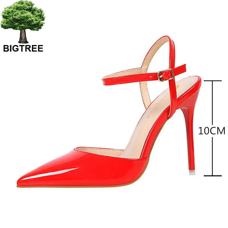 Туфли-лодочки Bigtree женские высокий каблук лакированная кожа пикантные сандалии