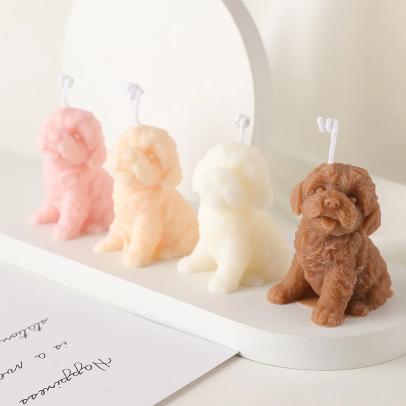 

3D Teddy Puppy Scented Candle Silicone Mold Cute Dog Soap Resin Plaster Ice Cube Mould Candle Making Kit Home Decor Gifts