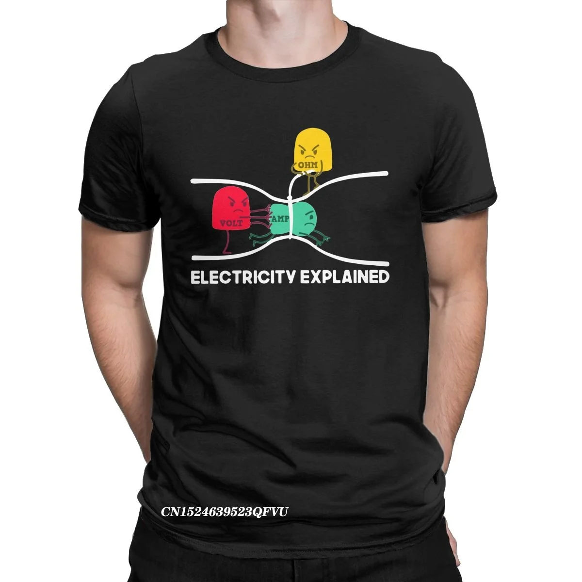 Men's T-Shirts Electricity Explained Physics Humorous Cotton Tee Shirt Harajuku Ohm's Law Tshirt Manga Tops