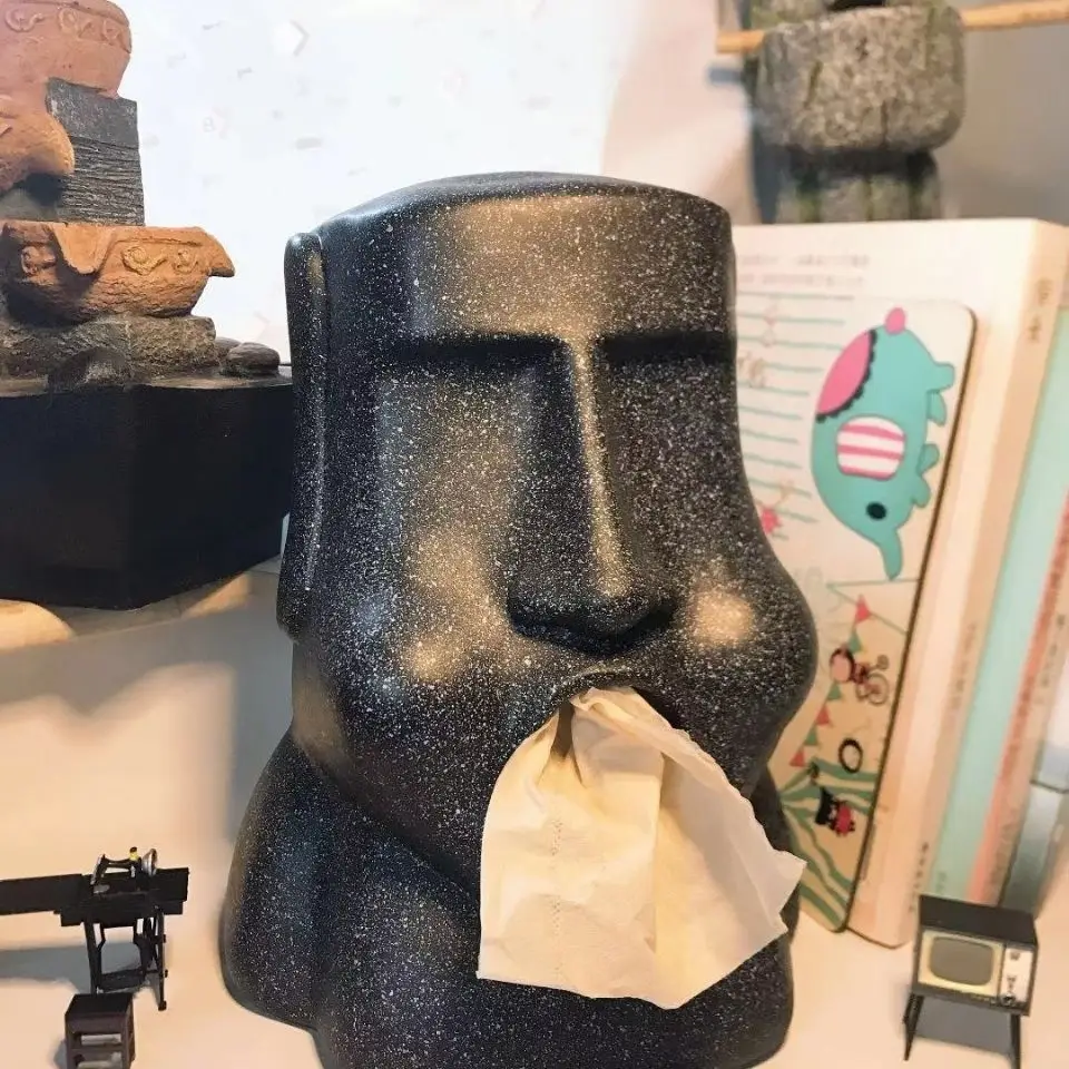 

Household Goods Three-dimensional Moai Stone Portrait Tissue Pumping Creative Funny Personality Paper Tube Ornaments