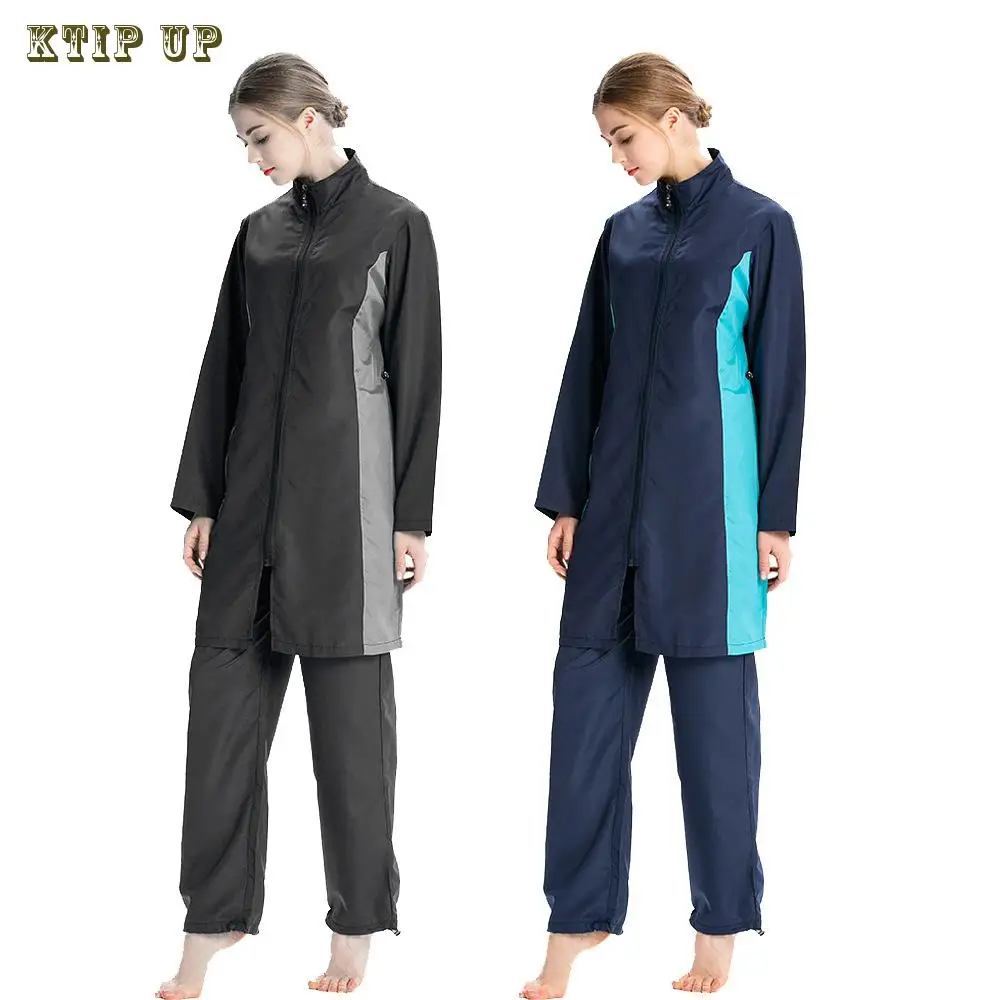 

Женский Мусульманский купальник Hui Ближнего Востока, брюки с капюшоном из трех частей, Элегантная Модная мусульманская пляжная одежда, купальник