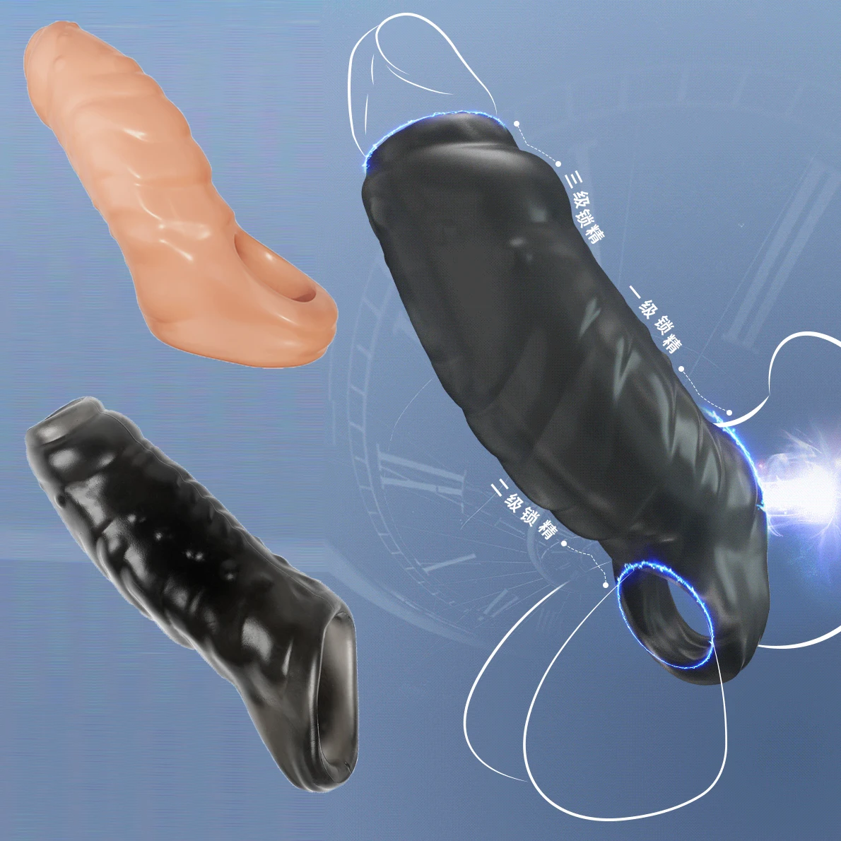 

New Reusable Penis Sleeve Glans Penis Enlarger Extender Delay Ejaculation Cock Ring Sex Toys for Men Couples