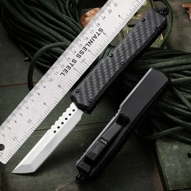 

Micro OTF Tech Knife SC Shadow Series D2 Blade 58-60HRC Carbon Fiber + T6061 Aviation Aluminum Handle Self Defense Pocket Knife