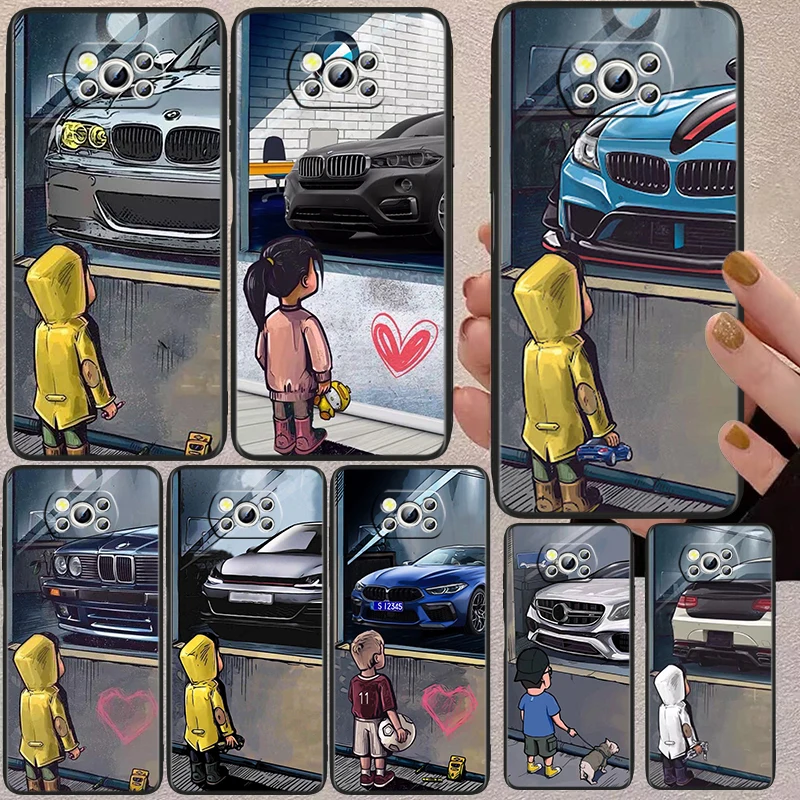 

Boy Girl See Cool Sports Car Black Phone Case For Xiaomi Mi Poco X5 X3 Pro X4 F4 F3 GT M5 M5s M4 M3 C55 C50 C40 5G