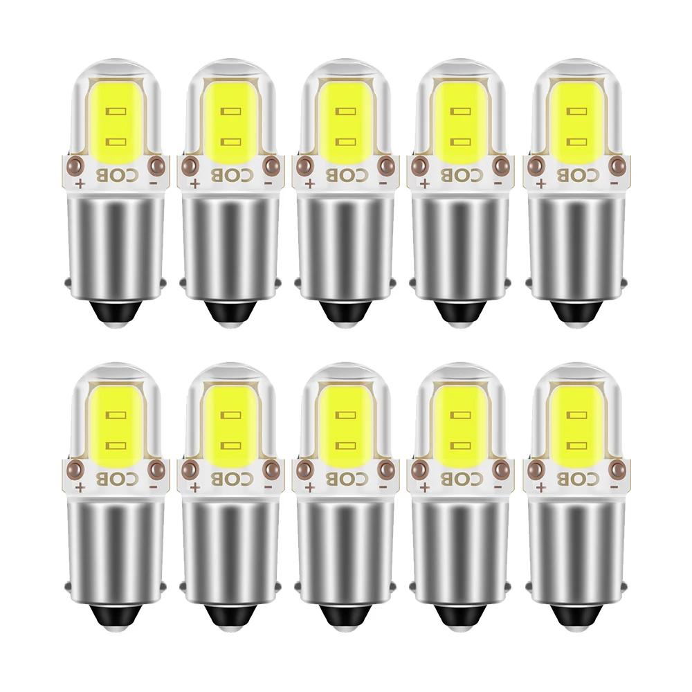 

10x BA9S Автомобильный светодиод T4W H6W LED CANBUS COB 2LED Лампа для внутреннего освещения номерного знака автомобиля Маркер для чтения Авто лампа Белый 6000K 12V