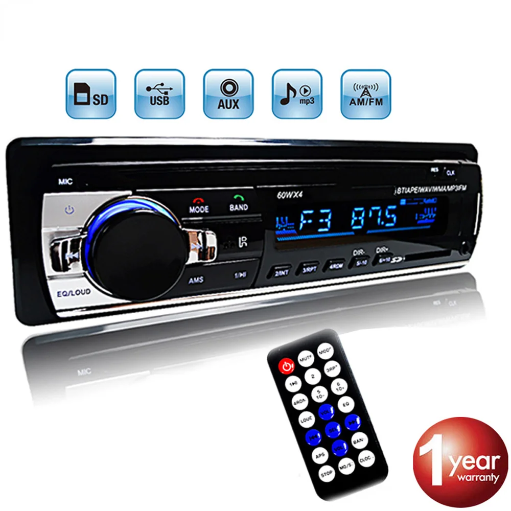

60Wx4 Car Radio Stereo Player Digital Bluetooth Car MP3 Player FM Radio Vehicle-mounted Audio Music USB/SD