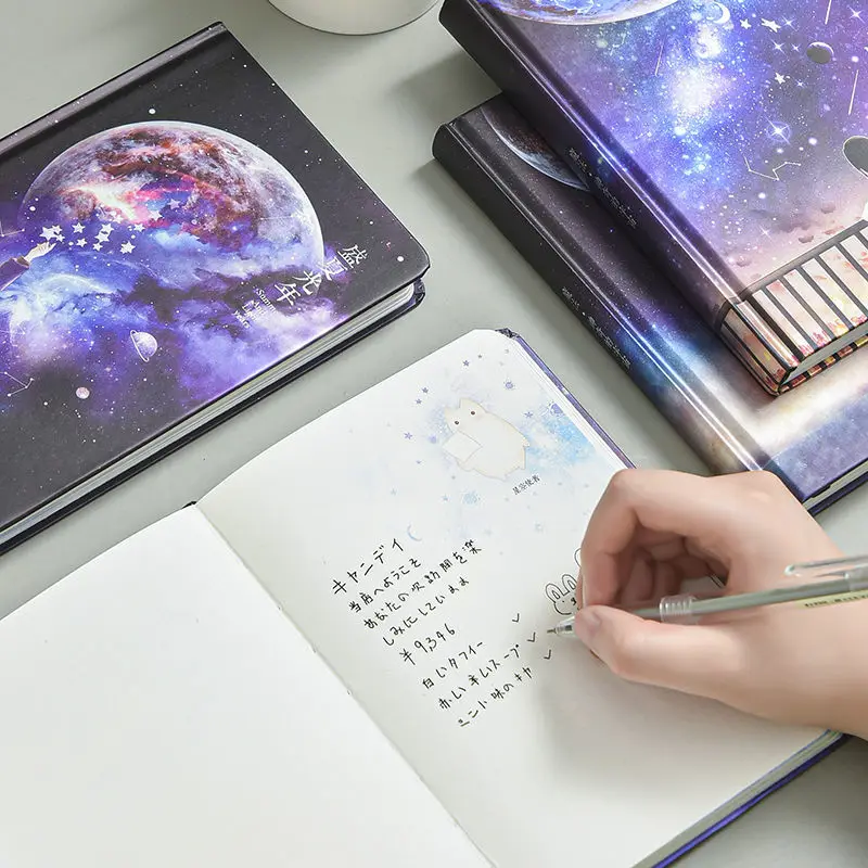 

128 Sheets A5 Cute Notebook Fantasy Starry sky Illustration Book Color Page Student Manual Ledger Notepad Diary Book