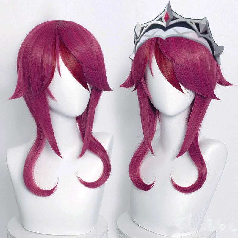 

Genshin Impact Rosaria Cosplay Wig Simulation Scalp Pre-styling Fuchsia Wigs Heat Resistant Synthetic for Amie Coser