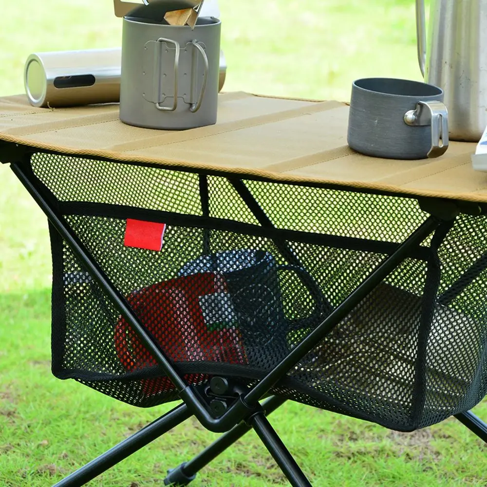 

Portable Folding Table Storage Net Shelf Bag Stuff Mesh For Picnic Outdoor Camping BBQ Kitchen Folding Table Rack Tools