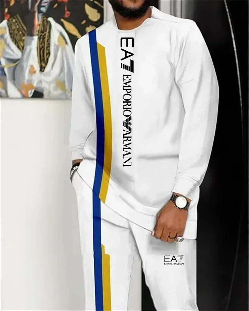 Мужской брючный костюм с длинными рукавами летняя роскошная мужская модная