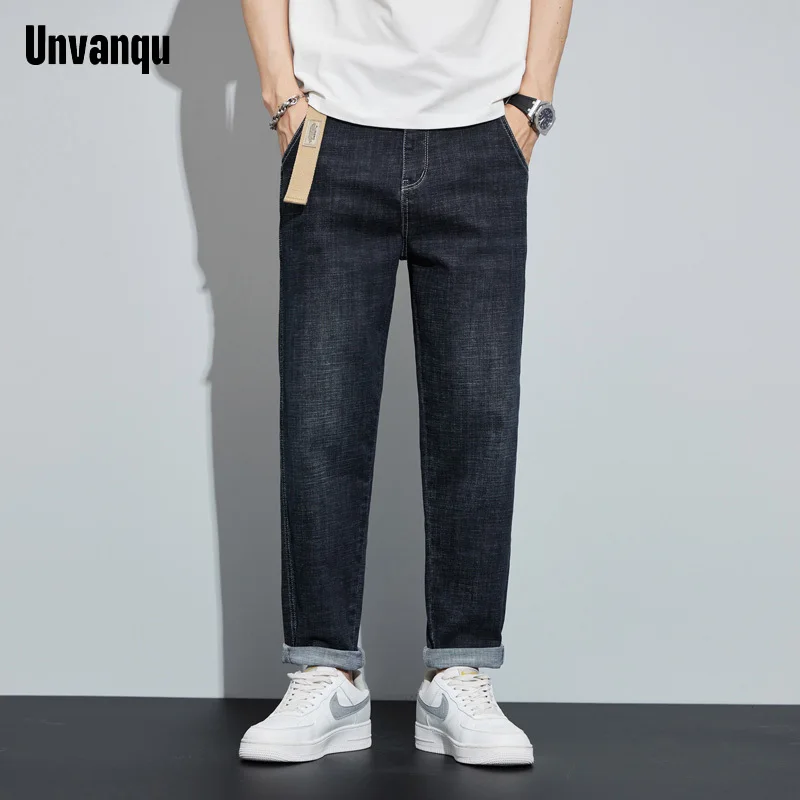 Уличная мода Unquvan в стиле Харадзюку мужские узкие джинсы весна-лето офисные