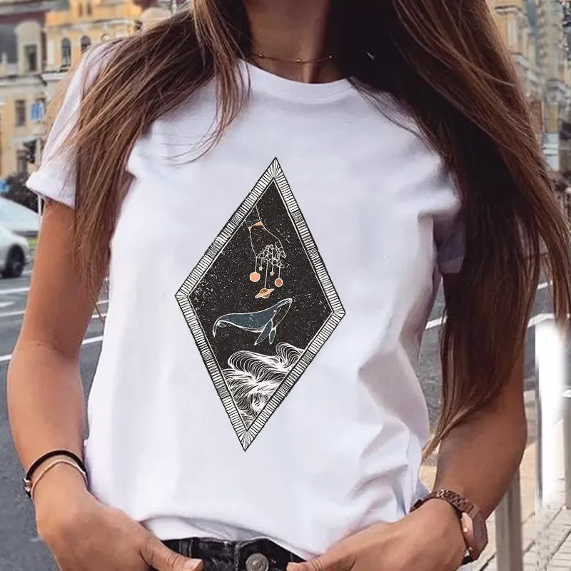 

T-Shirt Wine Printing Lady Short Sleeve Casual Cartoon Tee Fashion Top Graphic T-Shirt Female T-shirt Clothing