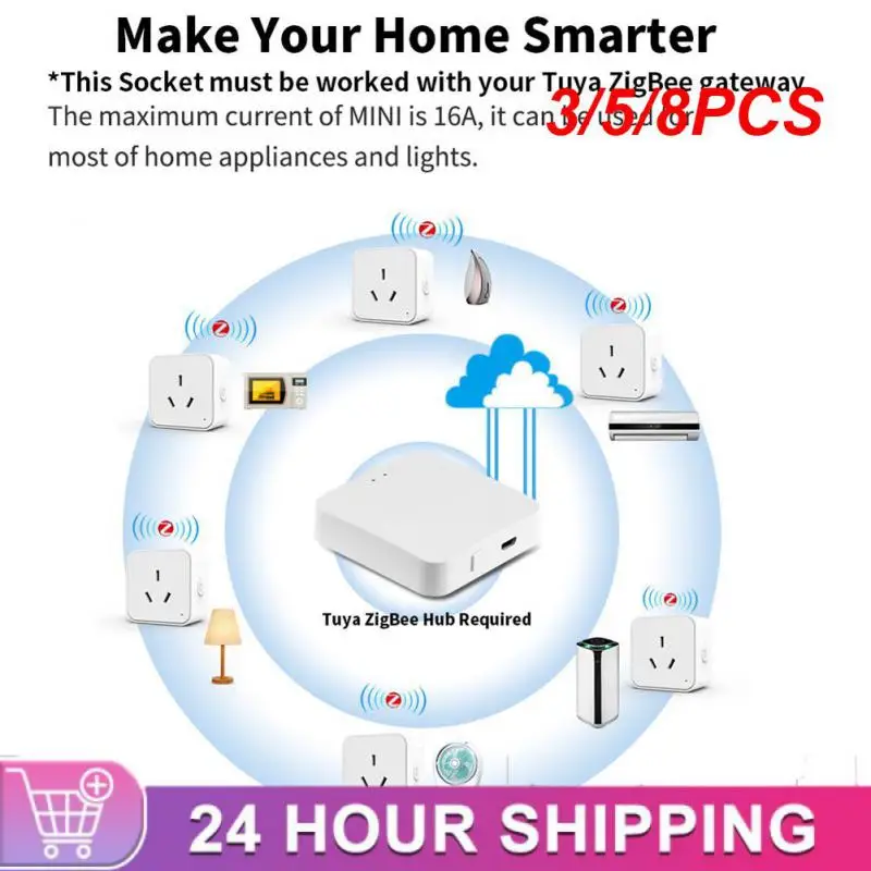 

3/5/8PCS Timing Function Smart Plug With Alexa Google Home Tuya Zigbee3.0 Voice Control Socket Outlet Smart Life App Smart Home