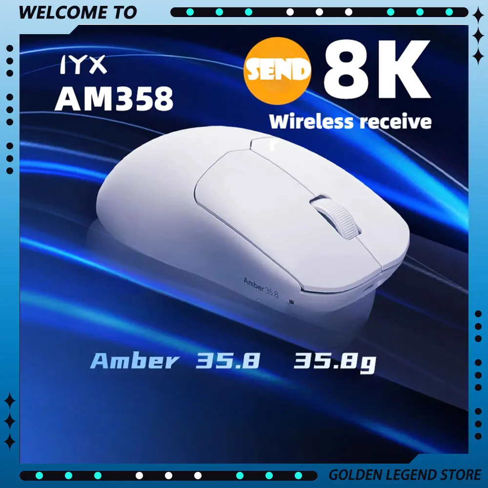 Игровая мышь IYX AM35.8g PAW3395 Датчик без отверстий Легкий 8K Type-c Беспроводная