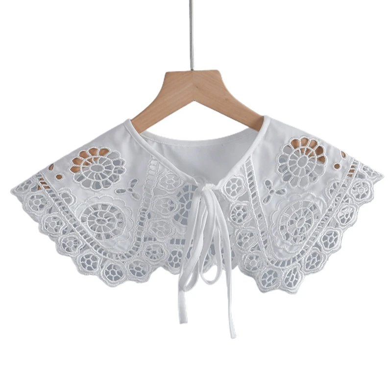 

Petals Shaped Lace Cape Women Detachable Flower Hollow Embroidered False Collar L21E