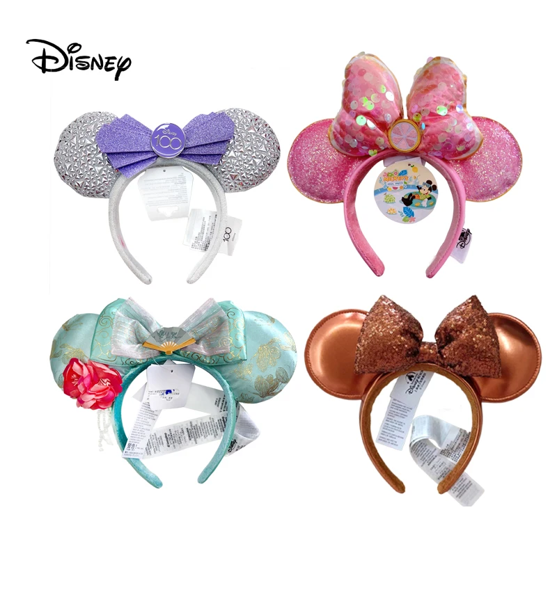 2023 Disney Minnie Ear Headband For Women Disneyland Mickey Ears Rainbow LED Sequin Birthday Gift Party Cosplay Girls Accessorie