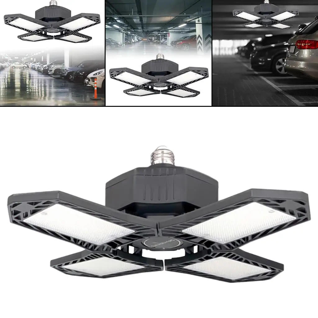 

Гаражные светильники, потолочное освещение, лампа для мастерской, лампа с 4 листьями и панелями лм, Складная Лампа E27 E26 для чердака, магазина ...