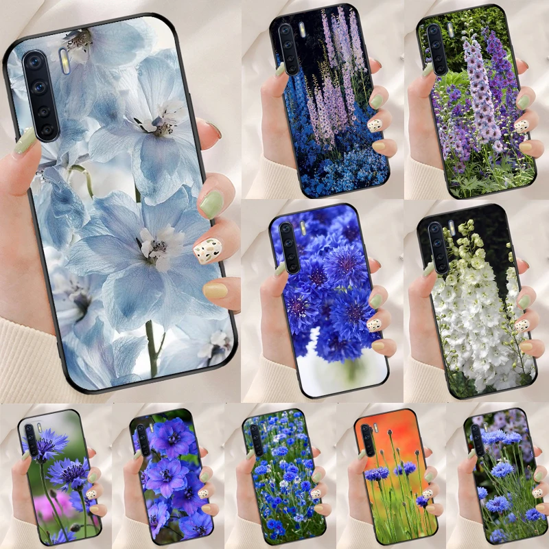 Чехол Blue Cornflowers Delphinium для Oppo A17 A77 A80 A40 A60 A98 A78 A18 A38 A58 A16 A76 A96 A74 A94 A54 A57S A15 Cover