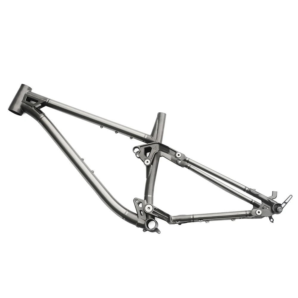 

Thru Axle 142*12mm MTB Bicycle 27.5” Full Suspension Titanium Mountain Bike Frame