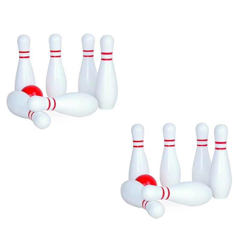 

2 Sets Large Size Wooden Skittle Ball Indoor Bowling Game With 6 Bowling Pins Sports Toys For Kids