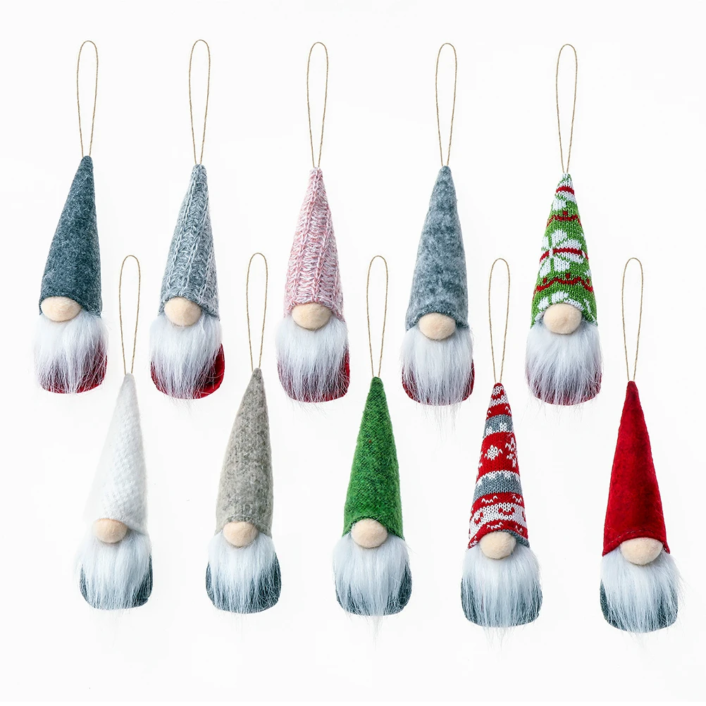 

Handmade Hanging Gnomes for Christmas Tree, Set of 10, Swedish Gnome, Scandinavian Santa Claus Holiday Decor, Home Decor