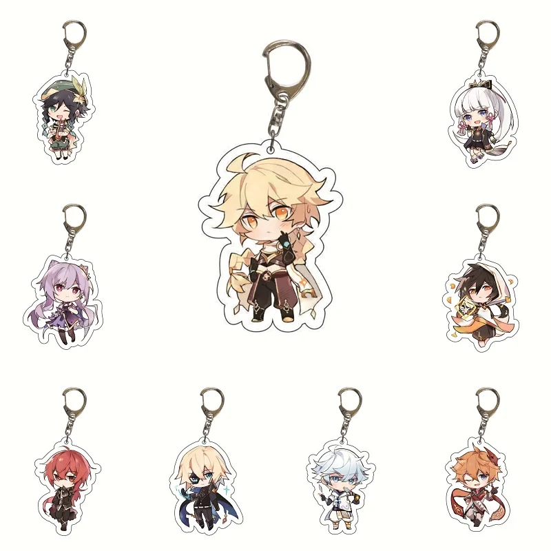 

New Anime Genshin Impact Game Acrylic Keychain Zhongli Kazuha Character Cute Pendant Cosplay Key Chain Accessories Friend Gifts