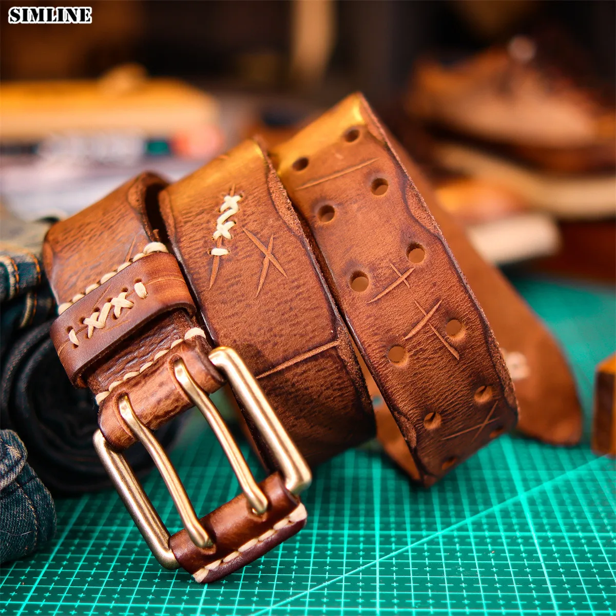 High Quality Genuine Leather Belt For Men Male Double Pin Buckle Cowhide Luxury Designer Cowboy Belts Fancy Vintage Jeans Strap
