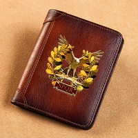 high quality genuine leather men wallets roman empire spqr eagle printing short card holder purse luxury brand male wallet