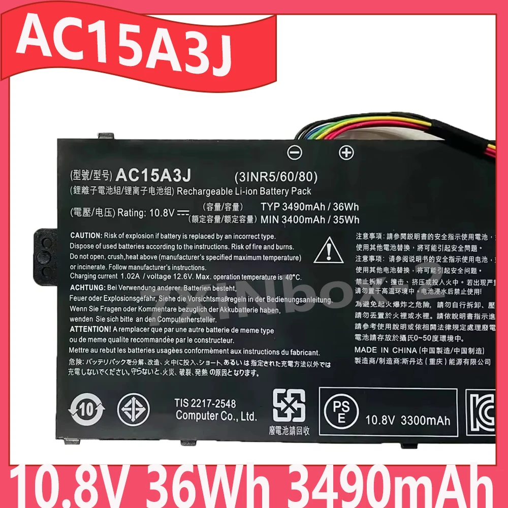Фото Аккумулятор для ноутбука AC15A3J AC15A8J 10.8V 36Wh 3490mAh для Acer Chromebook 11 C735 C735-C7Y9 CB3-131 R11 C738T CB3-131 CB5-132T №1