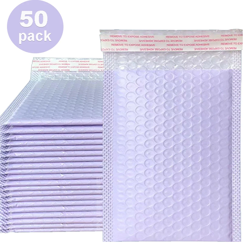 Pack 50 Bubble Envelopes purple/colourful Packing Bags Self-Sealing Filled Envelope Shipping Packaging Anti-Fall Protection