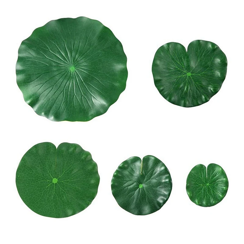 

40 Pieces 5 Kinds Artificial Floating Foam Lotus Leaves Lily Pads Artificial Foliage Pond Decor For Pool Aquarium Decor